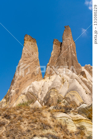Volcanic rock formations landscape in Cappadocia, place of residence of ancient Christians 131080229