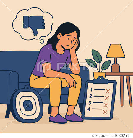 The girl procrastinates and can't get started with work The girl procrastinates and can't get started with work 131080251