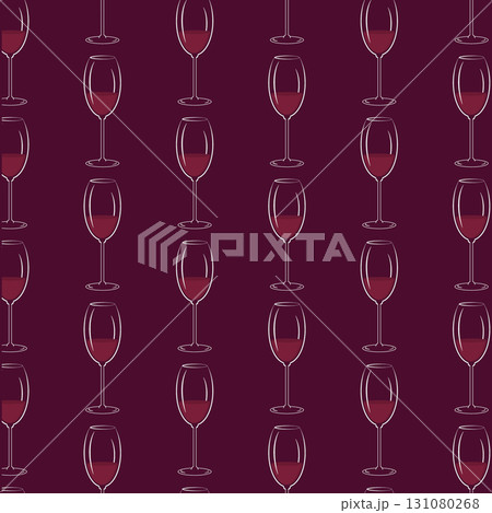 Red wine Classic glass Seamless Pattern light Contour on Burgundy Fond Wine Day greeting Background Red wine Classic glass Seamless Pattern light Contour on Burgundy Fond Wine Day greeting Background 131080268