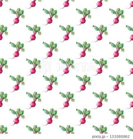 Delicate beetroot pattern in watercolor style with burgundy hues and root details. Versatile design for stationery and culinary content 131080862