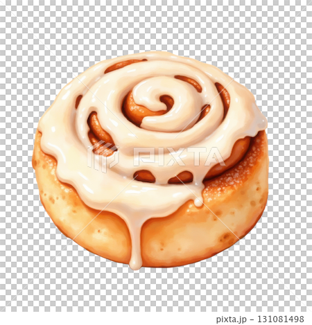 Delicious Cinnamon Roll with Cream Cheese Frosting Isolated Illustration Delicious Cinnamon Roll with Cream Cheese Frosting Isolated Illustration 131081498
