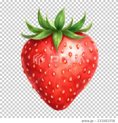 Vibrant watercolor style illustration of a fresh ripe strawberry fruit 131081556