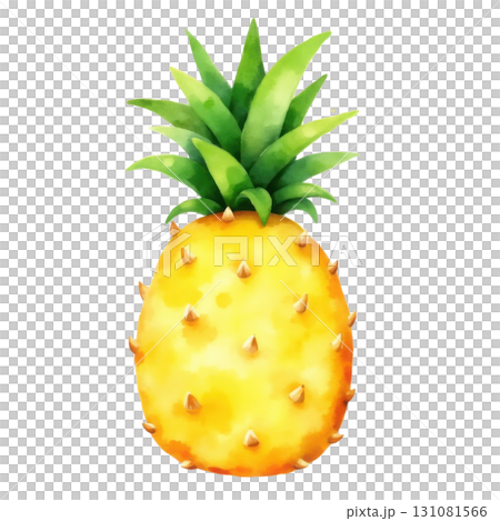 Watercolor Pineapple Illustration Fresh Tropical Fruit Summer Vibes Graphic Element 131081566
