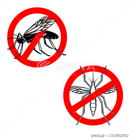 Mosquito danger sign template. Design element for poster, card, emblem, logo. 131082052