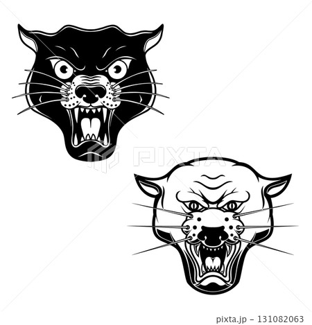 Illustration of panther head. Design element for logo, label, sign, poster.Vector illustration Illustration of panther head. Design element for logo, label, sign, poster.Vector illustration 131082063