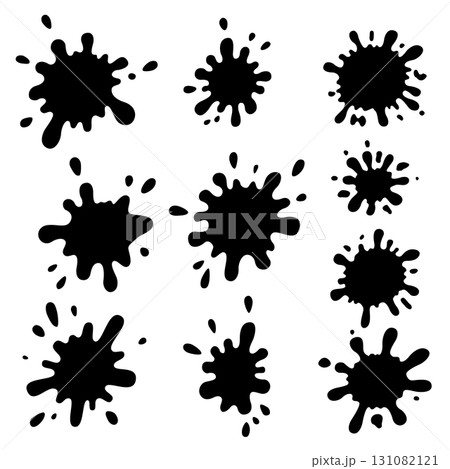 Set of paint splashes. Paint splatter, blobs. Vector illustrations Set of paint splashes. Paint splatter, blobs. Vector illustrations 131082121