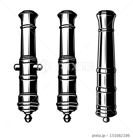 Set of ancient cannons. Design element for logo, lbel, sign. Set of ancient cannons. Design element for logo, lbel, sign. 131082186
