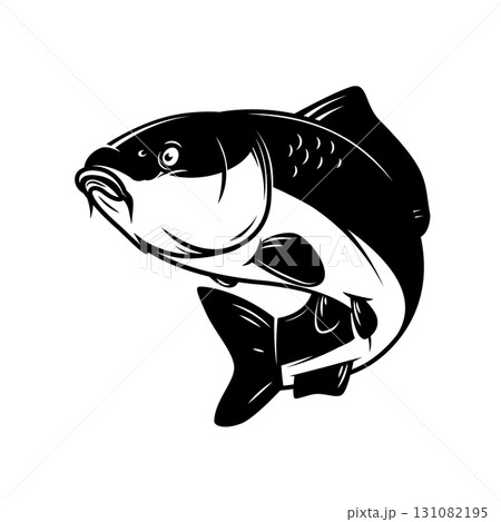 Carp fish isolated on white background. Design element for logo, emblem, sign, brand mark. Vector illustration Carp fish isolated on white background. Design element for logo, emblem, sign, brand mark. Vector illustration 131082195