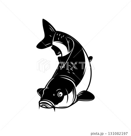 Carp fish isolated on white background. Design element for logo, emblem, sign, brand mark.  Vector illustration Carp fish isolated on white background. Design element for logo, emblem, sign, brand mark.  Vector illustration 131082197