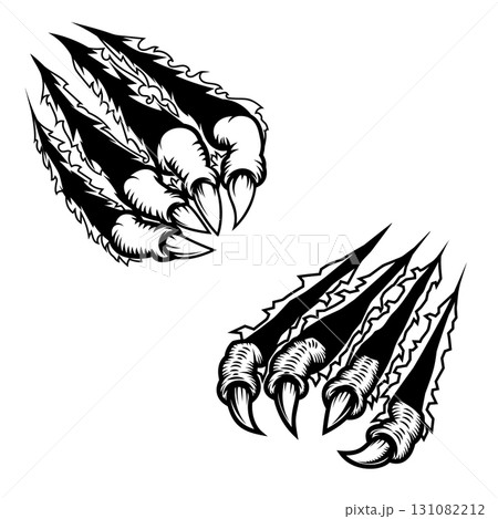 Monster claws scratching background. For poster, t shirt, decoration. Vector illustration Monster claws scratching background. For poster, t shirt, decoration. Vector illustration 131082212
