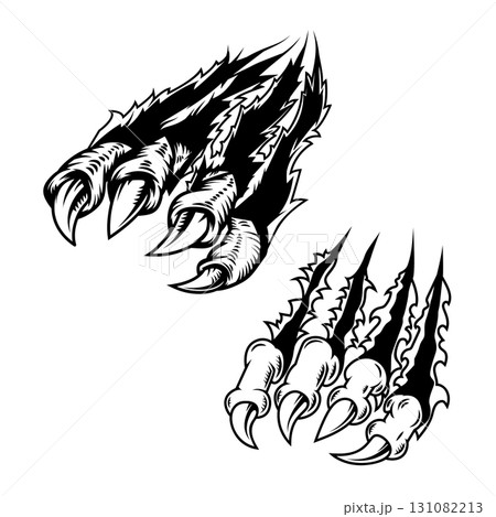 Monster claws scratching background. For poster, t shirt, decoration. Vector illustration Monster claws scratching background. For poster, t shirt, decoration. Vector illustration 131082213