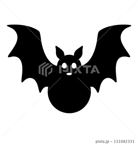 Simple Black Silhouette of a Bat with Wings Spreadのイラスト素材 [131082331 ...