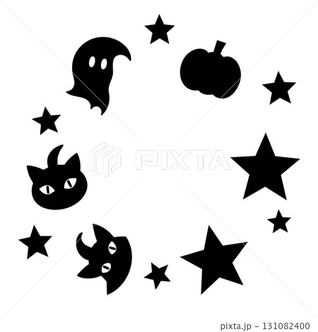 Halloween Black Cat Ghost Pumpkin and Stars Border Halloween Black Cat Ghost Pumpkin and Stars Border 131082400