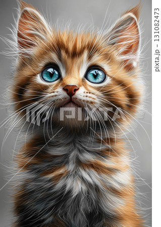 Cat illustration, outline. Ai generative art 131082473