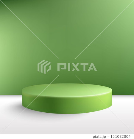 Stylish green podium on a studio background with a soft shadow for advertising. Eps 10 131082804