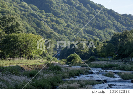 檜枝岐村の山あいを抜ける伊南川の清々しい流れ 檜枝岐村の山あいを抜ける伊南川の清々しい流れ 131082858