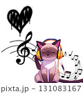 シャム猫ちゃん　音楽聞いて気分最高　イラスト・キャラクターグッズ　ポスターなど 131083167