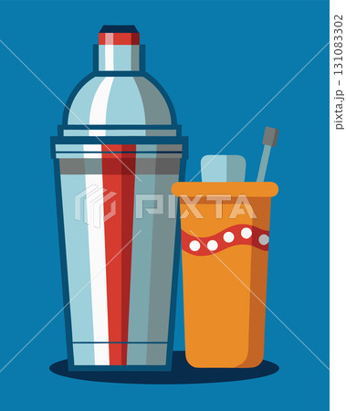 Professional cocktail equipment. Cartoon vector illustration Professional cocktail equipment. Cartoon vector illustration 131083302