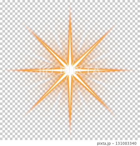 透明背景上橙色發光的徑向星形 131083340