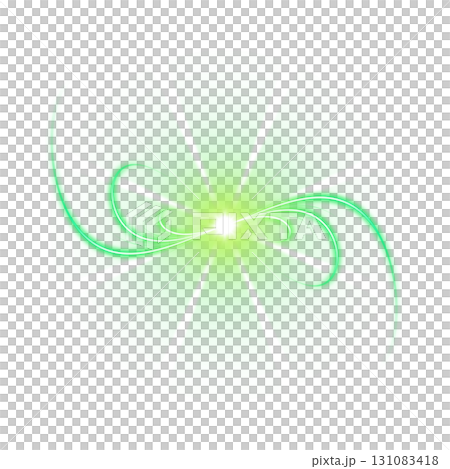 透明背景に緑のスパイラル光効果 131083418
