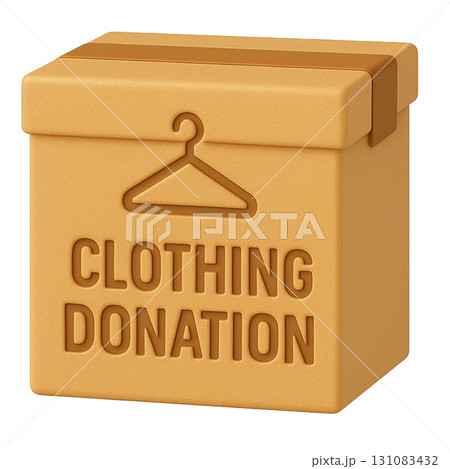 服を海外へ寄付するための段ボール 131083432