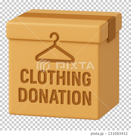 服を海外へ寄付するための段ボール 131083432