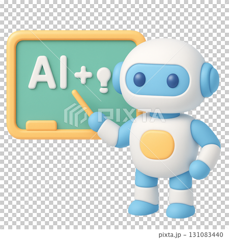 AIロボットが黒板で授業をしている 131083440