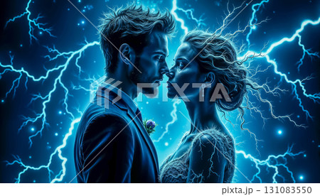 Passionate Newlyweds in love are carried away by each other, the space sparkles with passion Passionate Newlyweds in love are carried away by each other, the space sparkles with passion 131083550