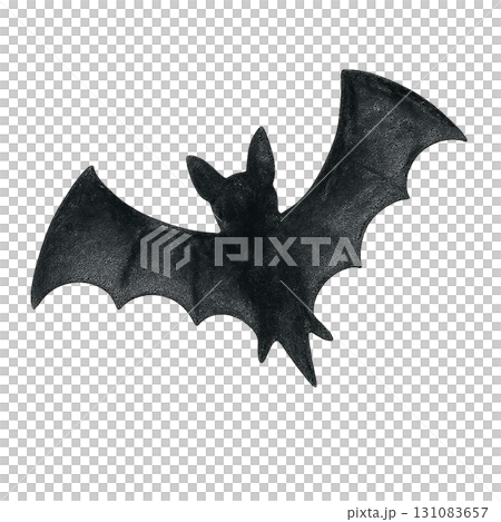 ハロウィンの黒いコウモリシルエットイラスト素材（PNG切り抜き） 131083657
