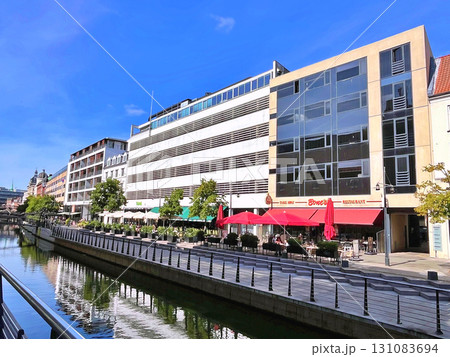 Promenade along the river Aarhus A in the city center of the town of Aarhus Promenade along the river Aarhus A in the city center of the town of Aarhus 131083694