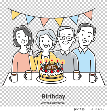 母の誕生日を祝う家族 131083717