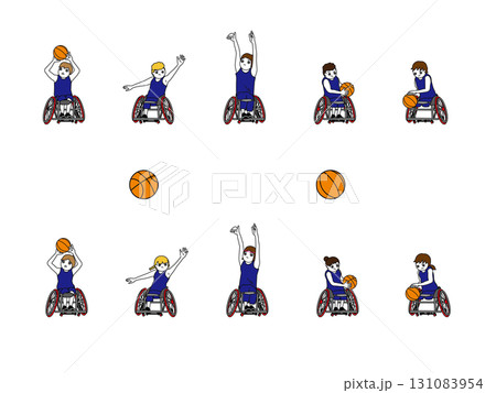 車椅子バスケットボール男女青ユニフォームセット 車椅子バスケットボール男女青ユニフォームセット 131083954