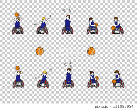 車椅子バスケットボール男女青ユニフォームセット 車椅子バスケットボール男女青ユニフォームセット 131083954