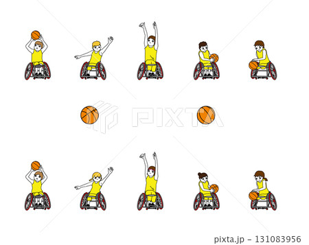 車椅子バスケットボール男女黄色ユニフォームセット 131083956