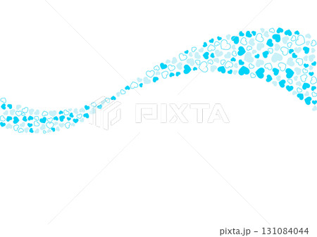 ハート柄の背景 水色系の3色 フチと単色 ハート 131084044