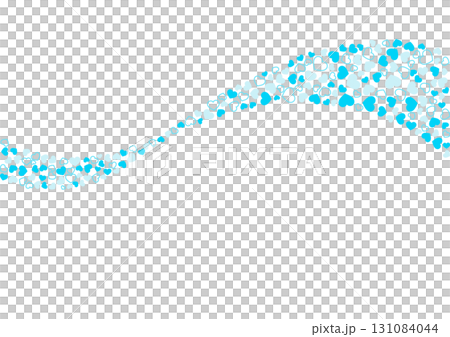 ハート柄の背景 水色系の3色 フチと単色 ハート 131084044