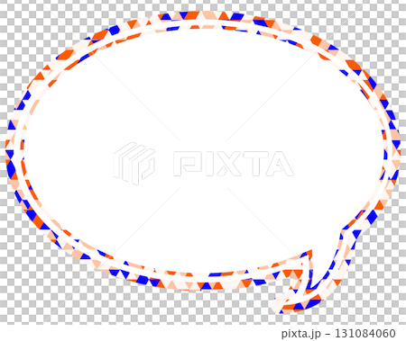 Stained glass style speech bubble, triangular pattern, round shape 131084060