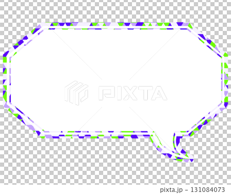 Stained glass style speech bubble, triangular pattern, elongated octagon 131084073