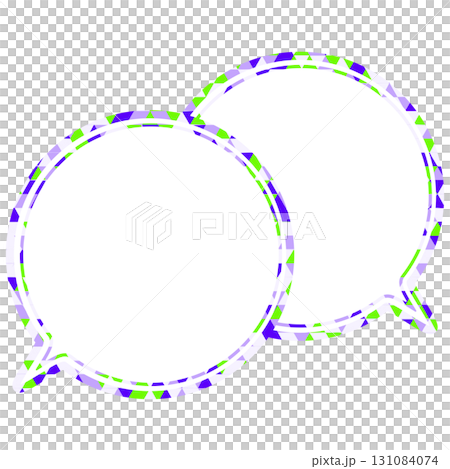 Stained glass style speech bubble, triangular pattern, overlapping conversation 131084074