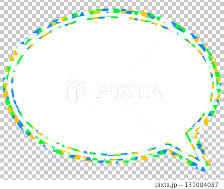 彩色玻璃風格對白泡泡，三角形圖案，圓形 131084087