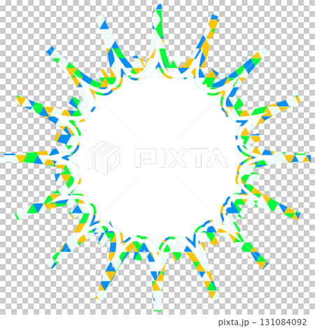 Stained glass style speech bubble, triangular pattern, jagged shape 131084092