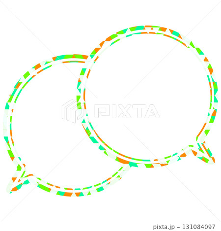 ステンドグラス風吹き出し　三角形模様　重なる会話 131084097
