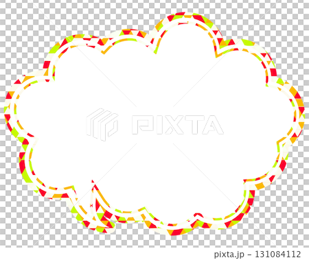 Stained glass style speech bubble, triangular pattern, rounded cloud shape 131084112