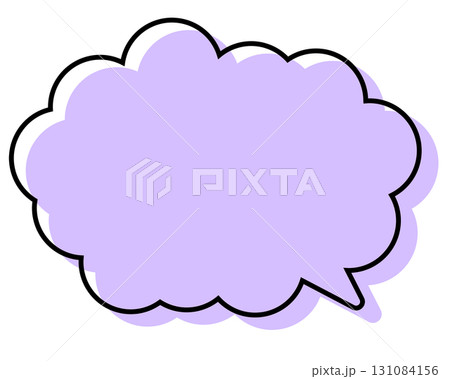 シンプルな線がずれた吹き出し　丸みのある雲形 131084156