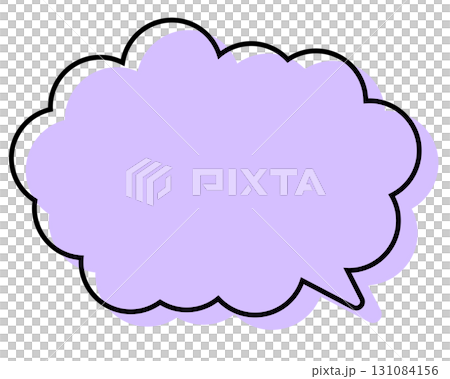 シンプルな線がずれた吹き出し　丸みのある雲形 131084156