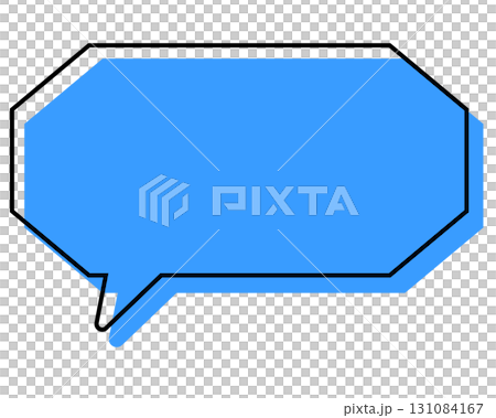 A simple, misaligned speech bubble in a long, octagonal shape 131084167