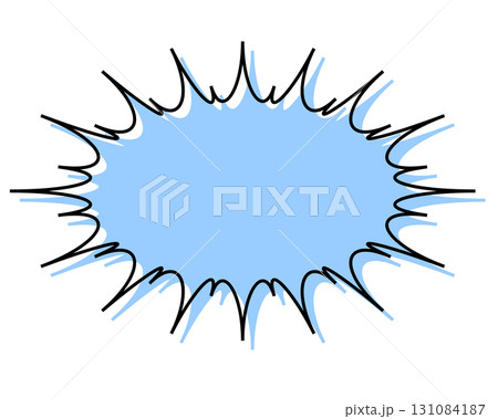 シンプルな線がずれた吹き出し　細長い丸みのあるギザギザした形 131084187