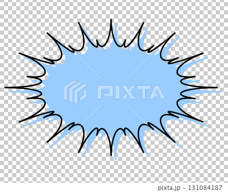 シンプルな線がずれた吹き出し　細長い丸みのあるギザギザした形 131084187
