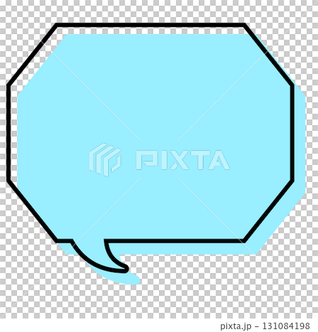 一個簡單的帶有錯位線條的對話泡泡，一個帶有角的八邊形 131084198