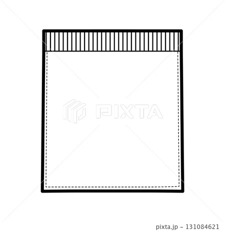Rib Top stitched Square Patch Pocket technical fashion illustration. Flat apparel template front view. Women, men unisex Rib Top stitched Square Patch Pocket technical fashion illustration. Flat apparel template front view. Women, men unisex 131084621
